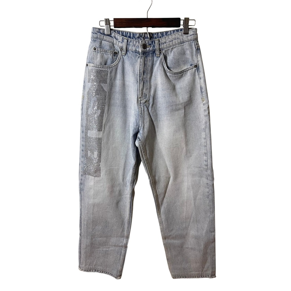 Ksubi Playback Krystal 098 Denim Jeans Light Wash Rhinestone Embellished‎ Women